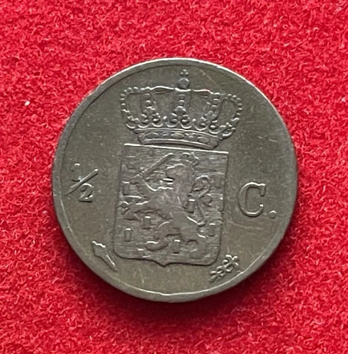 ½ Cent 1824 Niederlande – König Wilhelm I. – Historische Kupfer-Münze / Sehr Schön