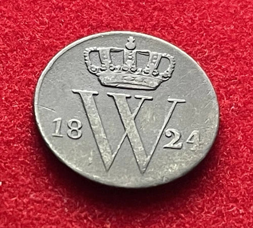 ½ Cent 1824 Niederlande – König Wilhelm I. – Historische Kupfer-Münze / Sehr Schön