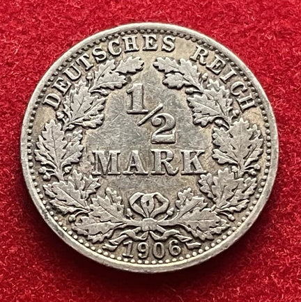 ½ Mark 1906 A | Deutsches Kaiserreich | 900er Silber | Kaiser Wilhelm II. | Historische Silbermünze | schön