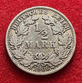 ½ Mark 1906 A | Deutsches Kaiserreich | 900er Silber | Kaiser Wilhelm II. | Historische Silbermünze | schön