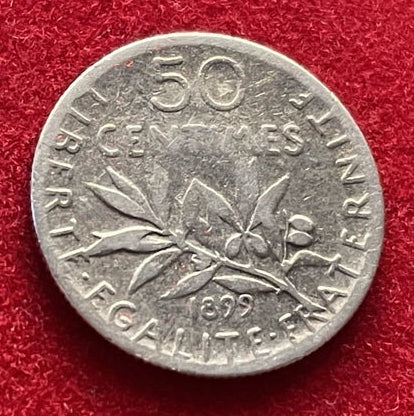 50 Centimes 1899 | Frankreich | Dritte Republik | La Semeuse | 835er Silbermünze